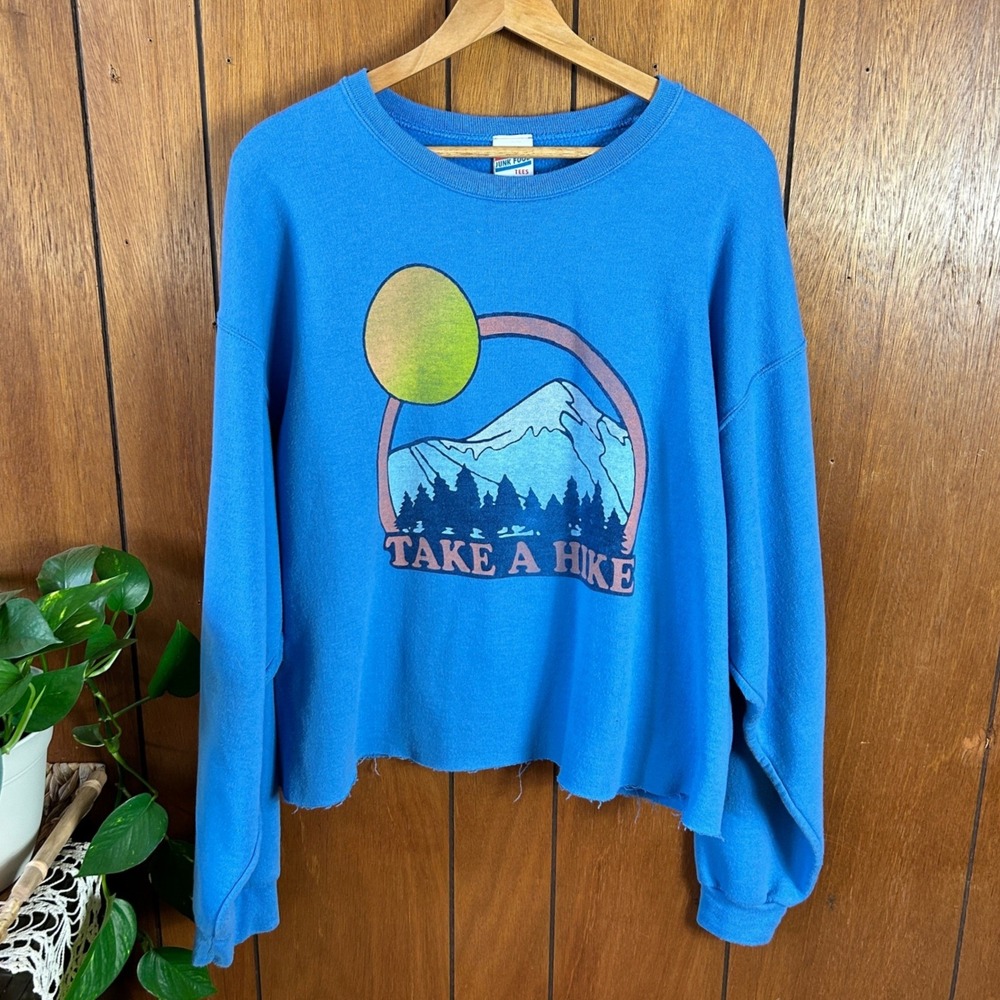 Junk Food Take A Hike Graphic Sweatshirt Blue Mountain Sun‎ Crewneck Size L